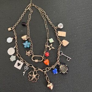 Free People 🍀Gold Charm Necklace with Multicolor Accents